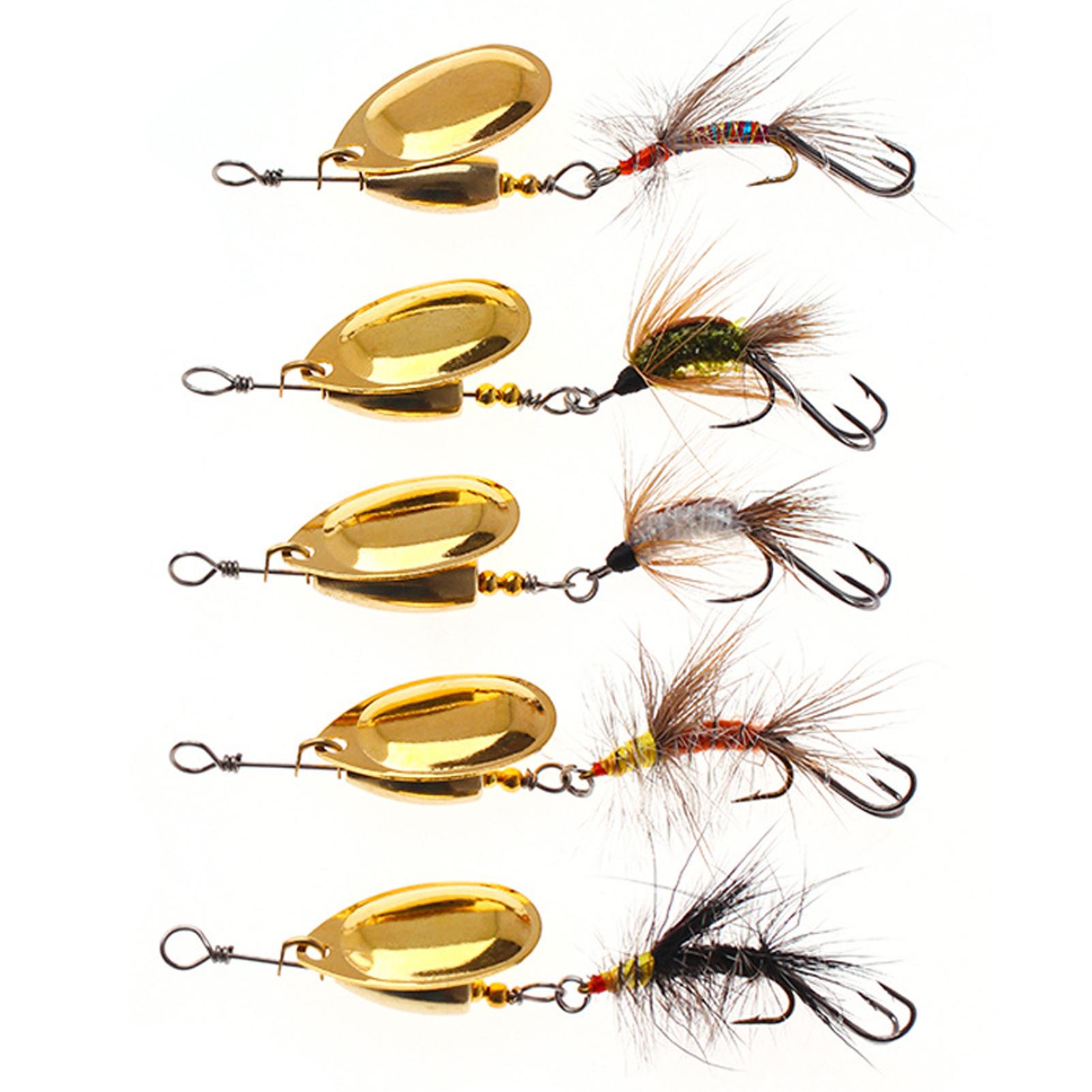5 stücke Spinner Köder Set Fly Strikers Sortiment Angeln Spinner Köder mit Haken für für Bass Forelle gold