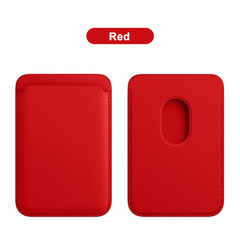 Für Magsafe Magnetische Karte Halter Fall Für iPhone 15 14 13 11 12 Pro MAX mini Leder Brieftasche Abdeckung XR XS MAX Karte telefon Tasche Adsorption rot