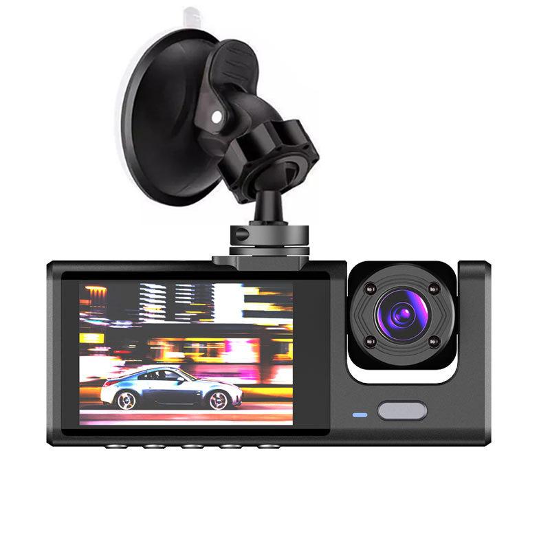 1080P Auto DVR 2-Zoll-Fahrtenrecorder 2/3-Wege HD 1080P Drei-Objektiv-Parküberwachung mit Nachtsicht Auto DVR Dash Cam Front & interior schwarz