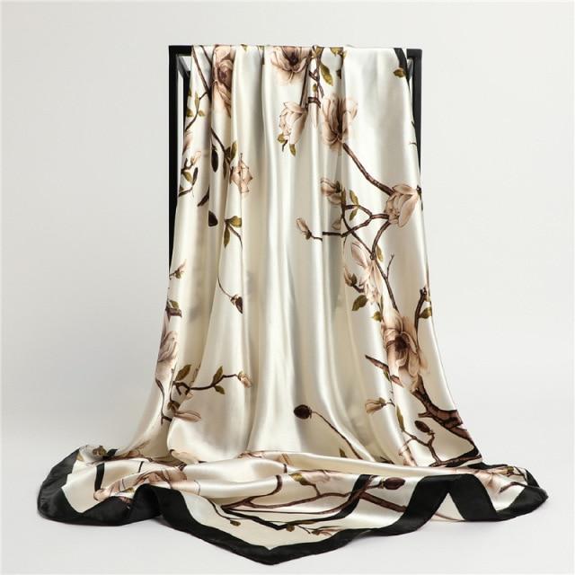90 * 90 cm quadratischer Seidenschal für Damen, Schals, Halstuch, Designer-Druck, Chiffon, Hijab-Schal, Foulard, Damenhalstücher, weiches großes Bandana