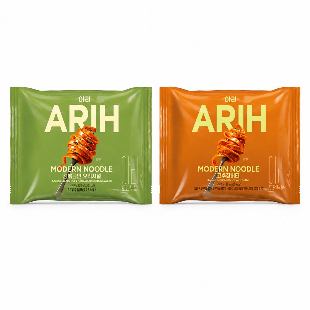 BTS Kollaborationsedition ARIH Moderne Geschmacksnudeln, Gemischte & Gebratene Nudeln 130g 1 Beutel #Korean Spicy Sauce+Seaweed Flavor*2bag