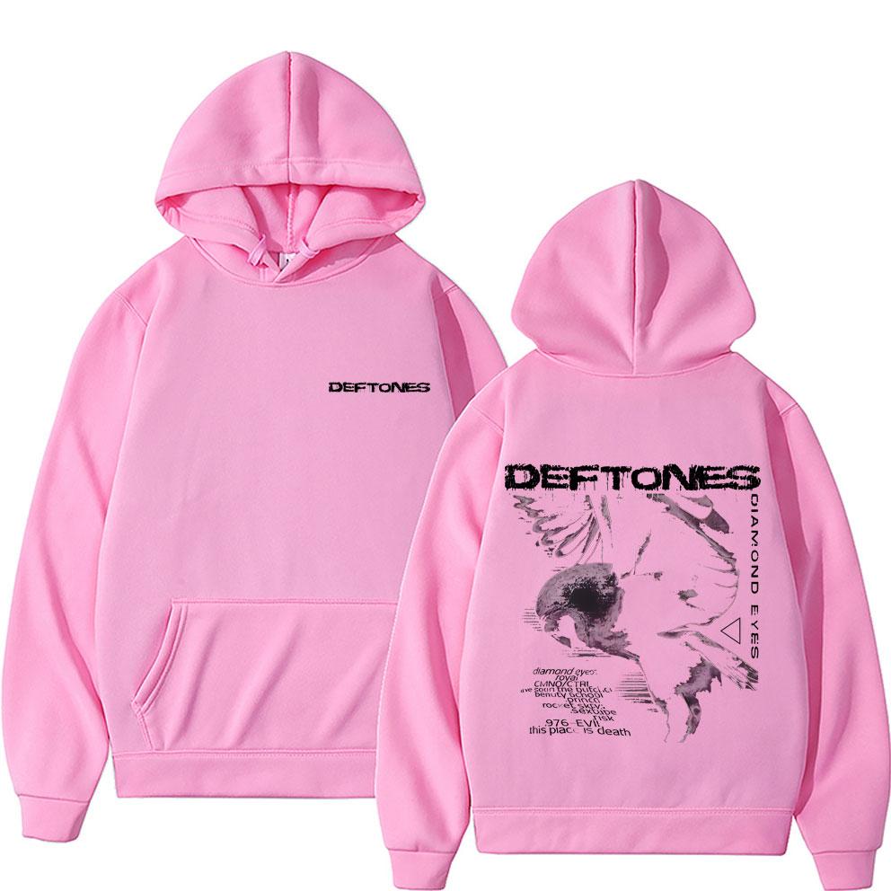 Deftones Diamond Eyes Album Grafik Hoodie Herren Damen Retro Gothic Rock Streetwear Männlich Lässig Fleece Baumwolle Übergroße Hoodies 3XL rosa