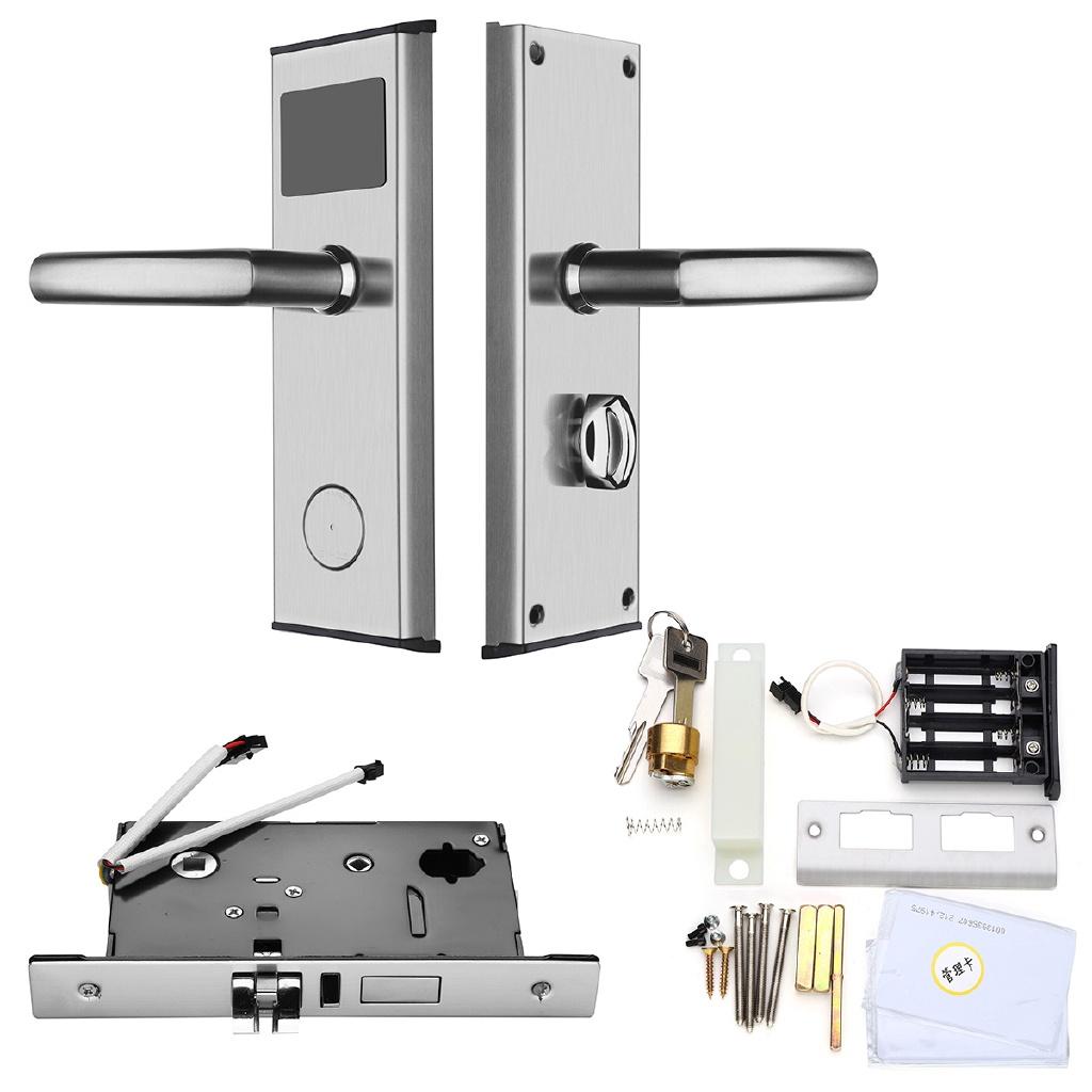 RFID-Digitalkartenschlüssel, Edelstahl, intelligentes Entriegeln, Hoteltürschloss, rostfrei und korrosionsbeständig, stabiler Speicher silver left