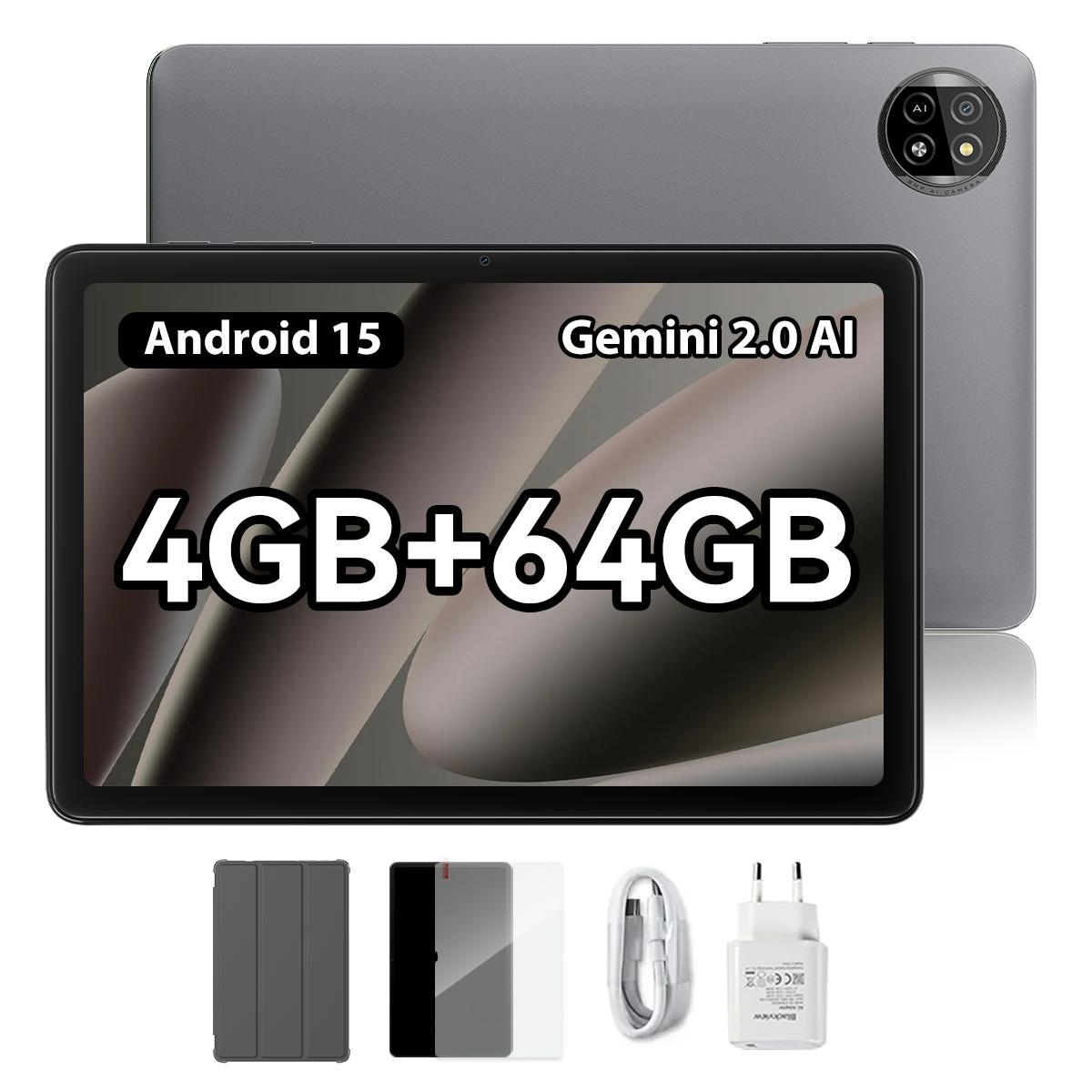 Blackview Tab 20 WiFi Tablet Android 15 10,1 Zoll 4 GB RAM 64 GB ROM 6600 mAh Akku Tablets only tablet grau