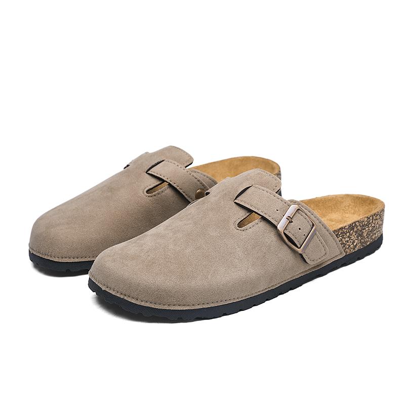 Mode Übergröße 47 Herren Halbschuhe Lässige Slipper Kork Clogs Hausschuhe Mode Wildleder Slipper Flache Sandalen Weichsohlige Lässige Sandalen 42-43 khaki