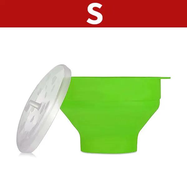 Silikon DIY Mikrowelle Popcorn Schüssel Eimer Rot Popcorn Maker mit Deckel Chips Obstschale Hochwertige Küchengeräte green