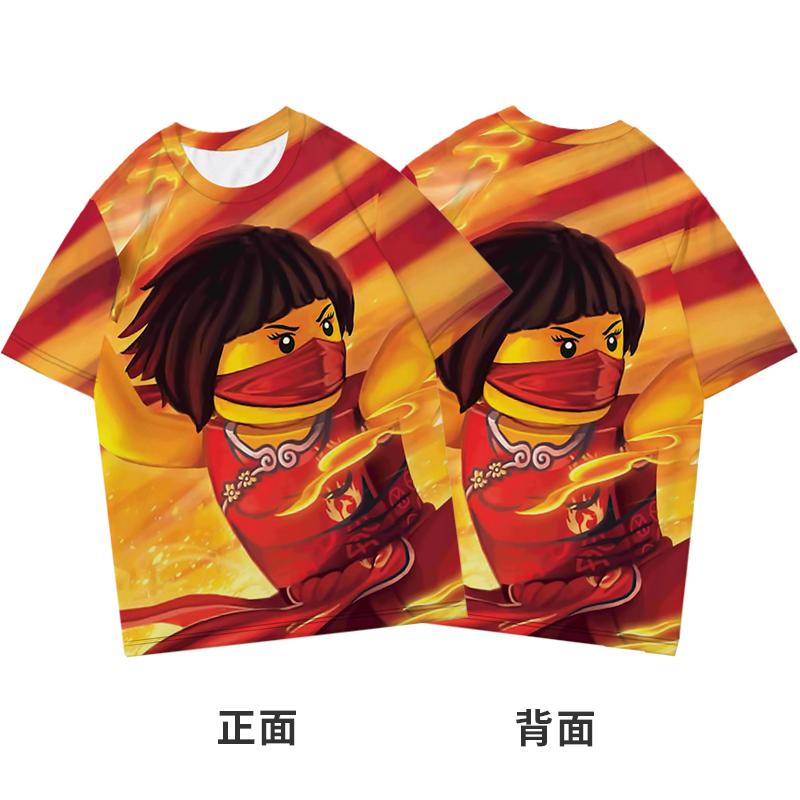 2025 MINISO Ninjago T-Shirt Cartoon Anime Druck Jungen und Mädchen T-Shirt im Sommer Neue Stil Street Trends Kinderkleidung Kurzarm 100 himmelblaue