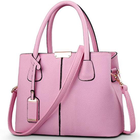 Yogodlns Damen-Handtaschen aus Leder, quadratische Schultertasche, Umhängetasche 29.5cm*21.5cm*13cm rosa