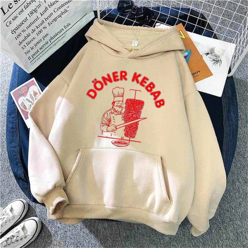 Döner Kebab Weed Hoodie Damen Kapuzenpullover Mode Hip Hop Langarm Pullover Damen Sweatshirt Streetwear Sweatshirt Unisex Kleidung XL
