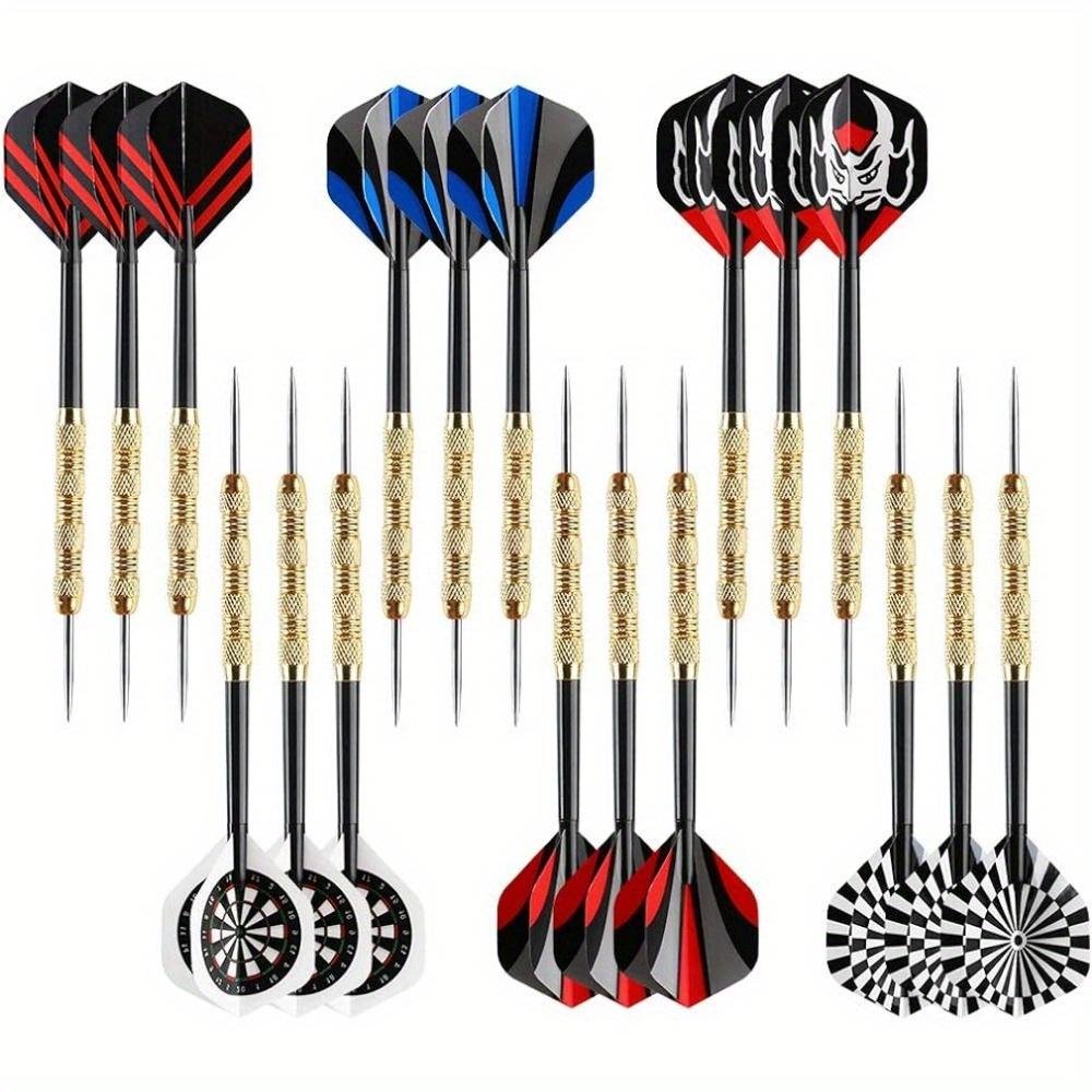 18-teiliges Dartpfeil-Set mit Stahlspitze, professionelle Dartpfeile aus Metall, Dartpfeil-Set mit Metallspitze, Metallpfeile für Dartscheibe 18pcs