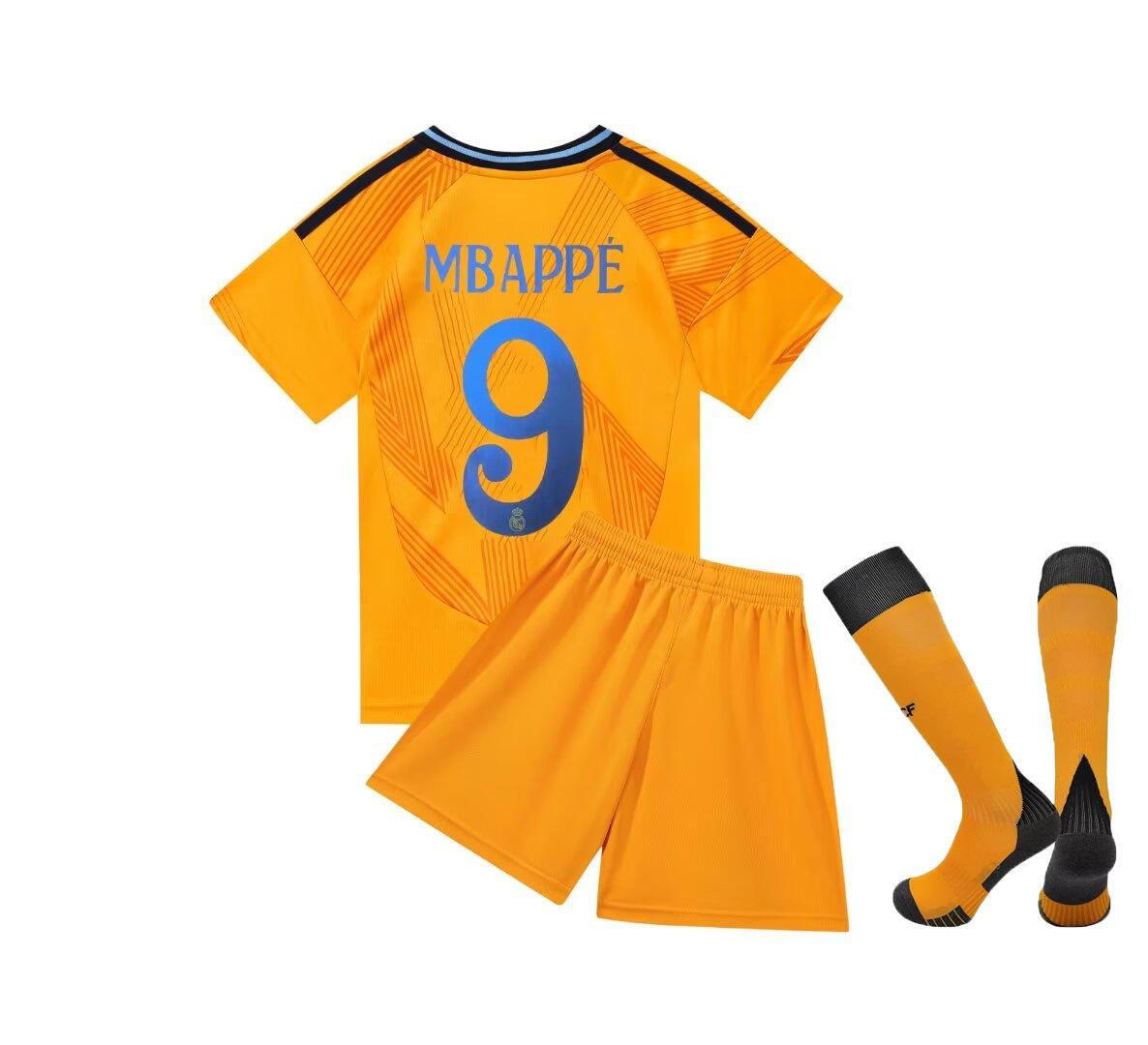 24-25 Royal M Auswärts Orange Nr.. 9er-Club-Fußballtrikot, Kinderbekleidung, Erwachsenenset, Größe 14-3XL 24 yards/140