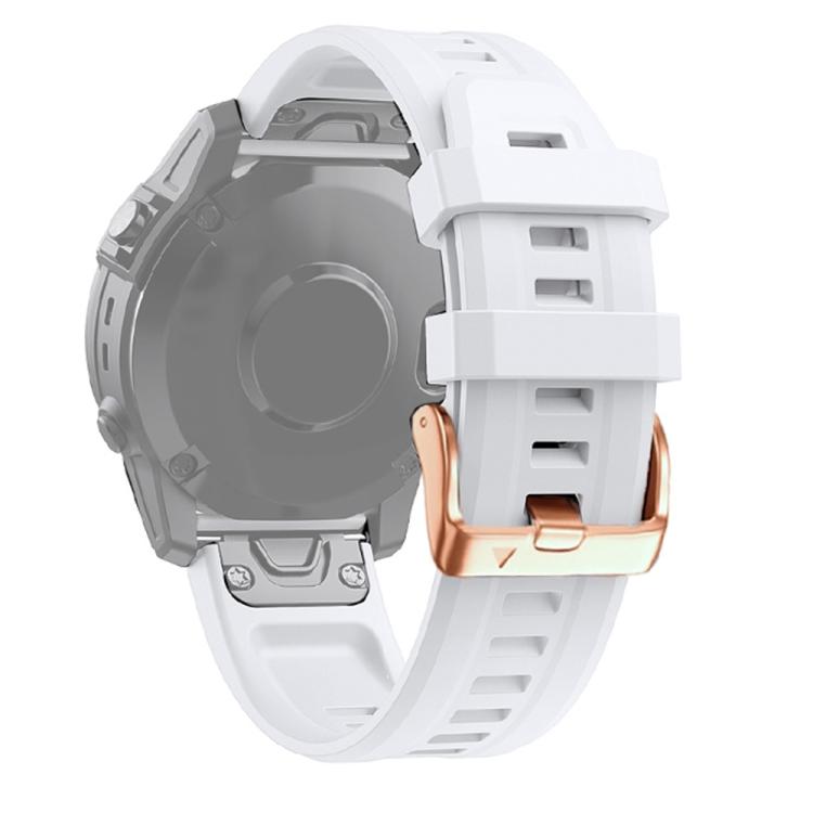 Für Garmin Fenix 6S, 20 mm, Silikon-Uhrenarmband mit Roségold-Schnalle For Garmin Fenix 6S weiß