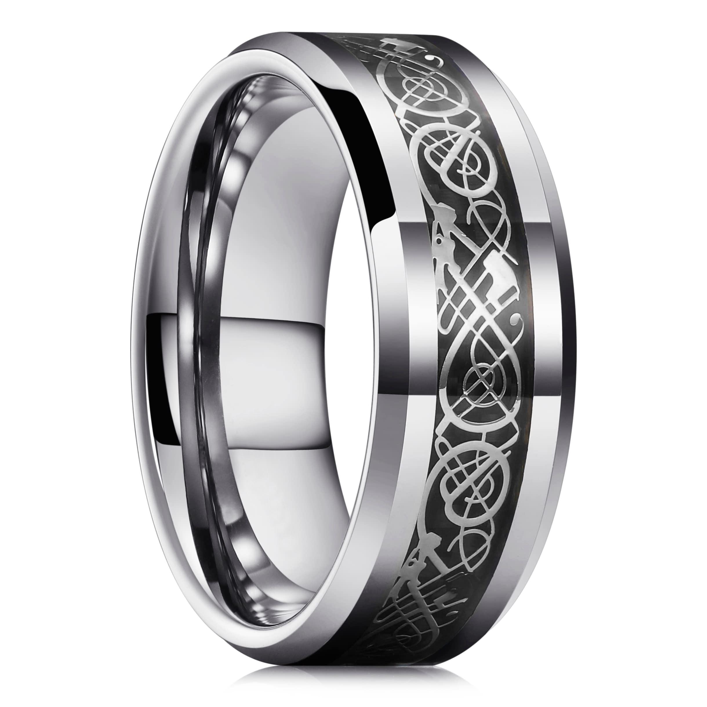 Mode 8mm Männer Kupferfarbe Edelstahlringe Einlage Imitation Blauer Opal Verlobungsringe Für Männer Frauen Ehering Schmuck 12 gray