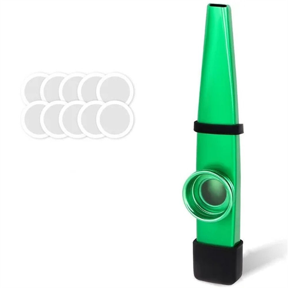 Einfaches Design Kazoos Flöten Membranmund Kazoos Bestes Geschenk Metall Kazoos Musikinstrumente grün