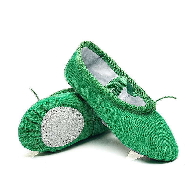 Leinwand Tanz Schuhe Weiche Sohle Übung Mädchen Katze Klaue Schuhe Gymnastik Yoga Schuhe Kinder Ballett Tanz Schuhe 29 grün