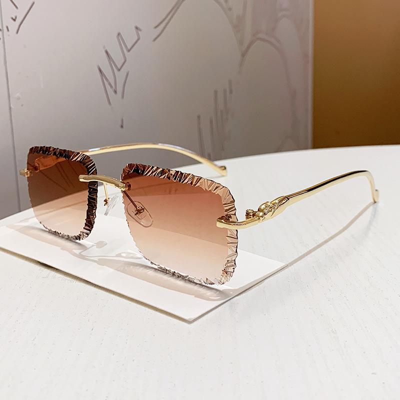 Mode Luxusmarke Designer Sonnenbrillen Damen Herren 2026 Leopard Randlos Vintage Elegante Tönungen Brillen Trendig Süße Sonnenbrillen