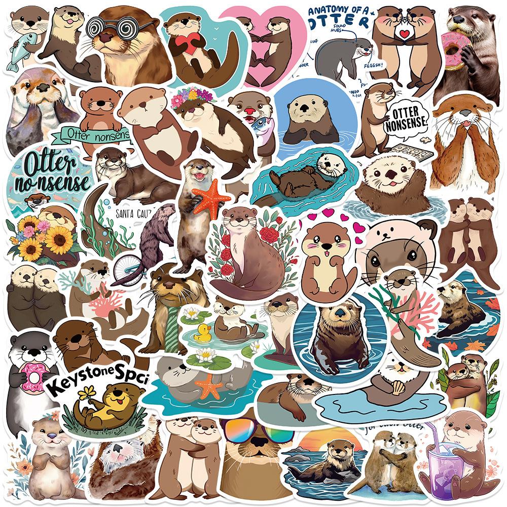 50 Stück Niedliche Otter Tier Graffiti Aufkleber, Cartoon Wasserdichte Abziehbilder für Tassen, Gitarren, Telefone, Laptops, Koffer, DIY Geschenkanhänger, Unregelmäßige Form 50Pcs
