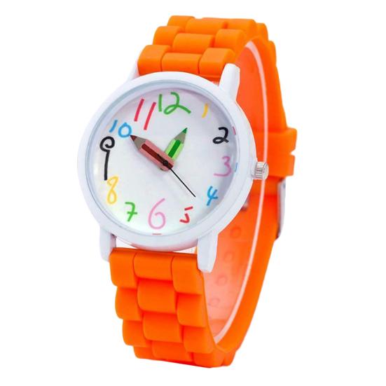 Silikon-Jelly-Armband, lässige Quarz-Armbanduhr, analoge Armbanduhr, Geschenk orange