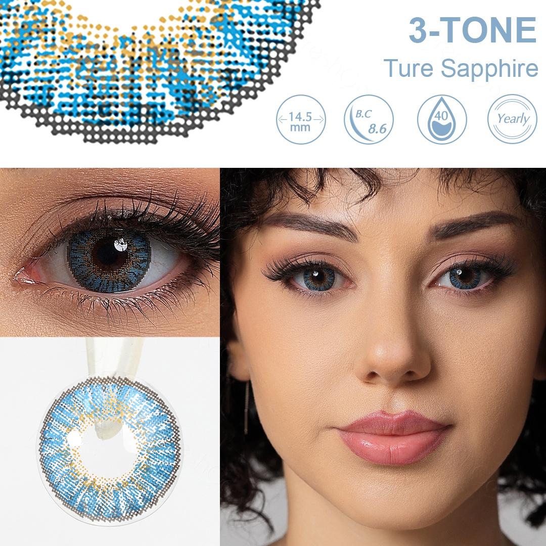 Professionelle farbige Kontaktlinsen von FreshGo, Augen vergrößern, 3-Ton-Farb-Augenlinse, farbige Kontaktlinse für die Augen, 1 Paar Kontaktlinsen