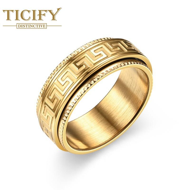 Titan Stahl Ring Männlich Dekompression Widerstand Rotation Rotation Ring Mode Paar Ring Schmuck 6 gold