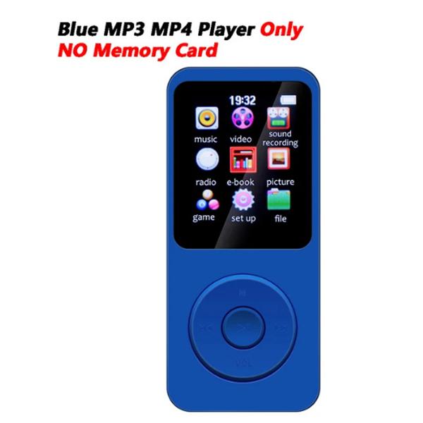MP3-Player Tragbarer Musikplayer Bluetooth 5.4 Musik Stereo Player 1,8 Zoll Bildschirm Unterstützung UKW-Radio E-Book Aufnahme blau