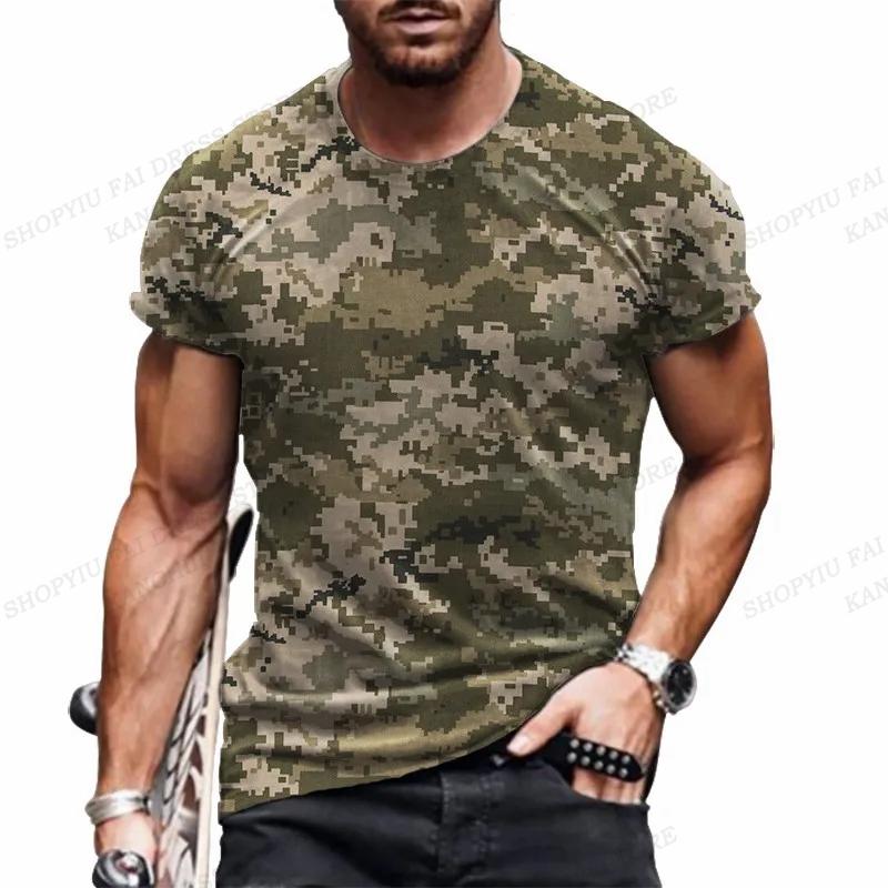 Herren Camo T-Shirt Camouflage 3D Druck T-Shirt Herren Mode O-Ausschnitt Kurzarm T-Shirt Outdoor T-Shirt Sportwear Tops T-Shirt Fitness XL black