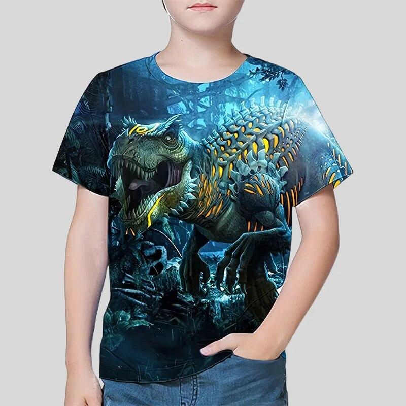 Dinosaurier 3D Gedruckt Kinder T Shirt Für Jungen Tees Tops Sommer Mode Cartoon Casual T-shirt Junge Mädchen Unisex Kinder der Kleidung 160