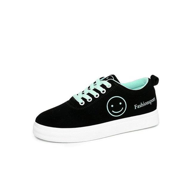 Frühling Neue Stil Frauen Turnschuhe Schuhe Frau Sport Schuhe Frauen Turnschuhe Lovey Smiley Gesicht Lace -Up Frauen Flache Schuhe 39 white