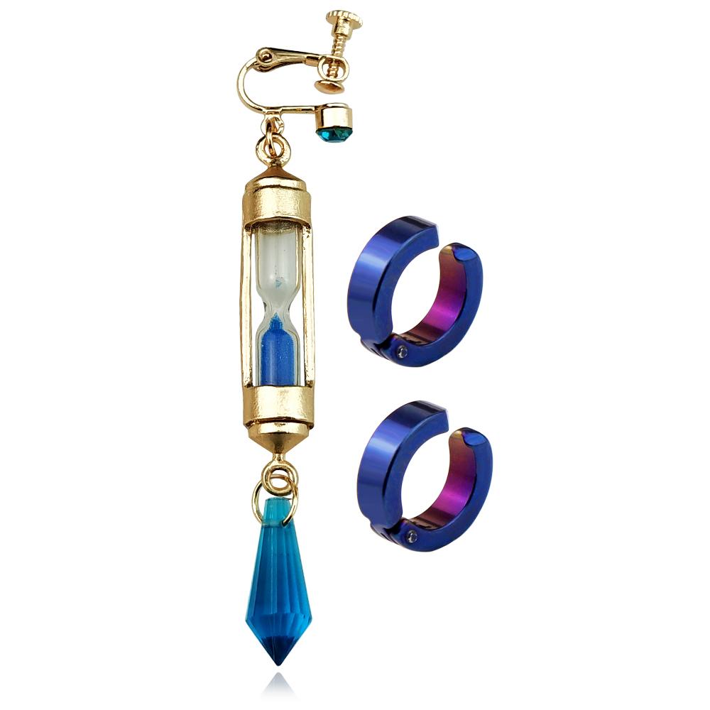 Anime Vanitas-Ohrringe, die Fallstudie von Vanitas ohne Karte, Requisiten, Sanduhr-Ohrringe, Ohrmanschette, Cosplay-Schmuck, Ohrstecker, Geschenke blue