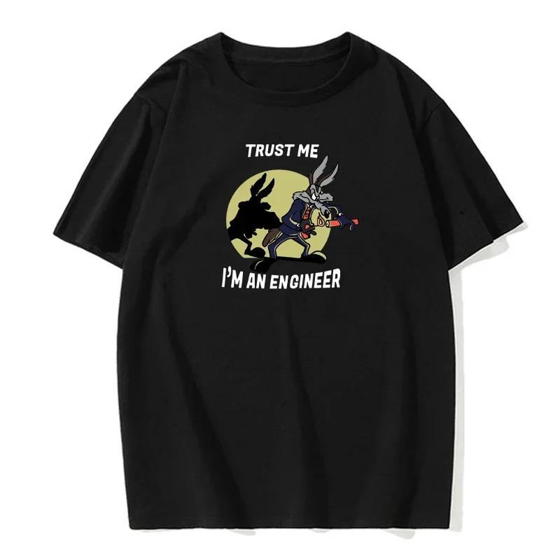 Trust Me Lm An Engineer Lustiges T-Shirt Herren Baumwoll-T-Shirt Lässige Mode Beliebtes T-Shirt in europäischer Größe Klassische Herrenbekleidung M schwarz