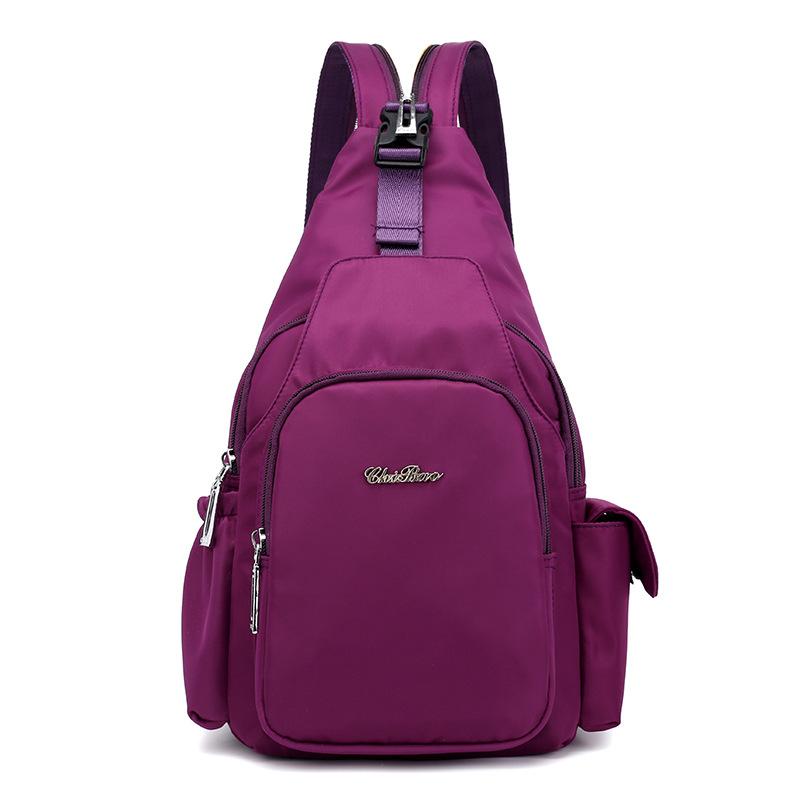 Frauen Sommer Rucksack Wasserdichte Nylon Brust Tasche Neue Weibliche Tasche Mama Tasche Sport Eine Schulter Kreuz-zurück Reise Kleine rucksack violett