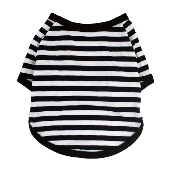 Hunde Gestreiftes T-Shirt Haustier Rundhals T-Shirt Kurzarm Lässiger Pullover Welpenbekleidung für Kleine Mittelgroße Hunde S schwarz