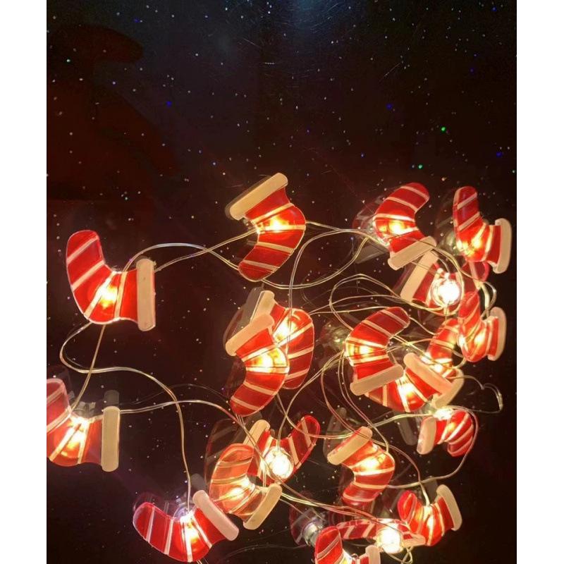 LED Weihnachtsbeleuchtung mit Weihnachtsmann, Schneemann, Rentier und Glocken im Design mit schwarzem Hut 3m 30 lights, 3 AA batteries steady