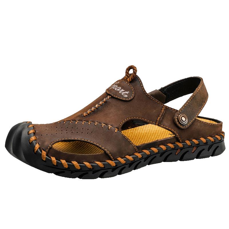 Sandalen Sommer Herren Leder Klassische Herren Schuhe Hausschuhe Weiche Sandalen Herren Roman Bequeme Outdoor Wanderschuhe 41