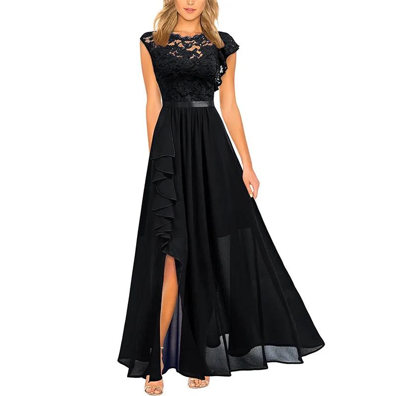 Europäisches und amerikanisches Abendkleid aus Spitze mit hoher Taille – heiß verkaufter langer Rock Small