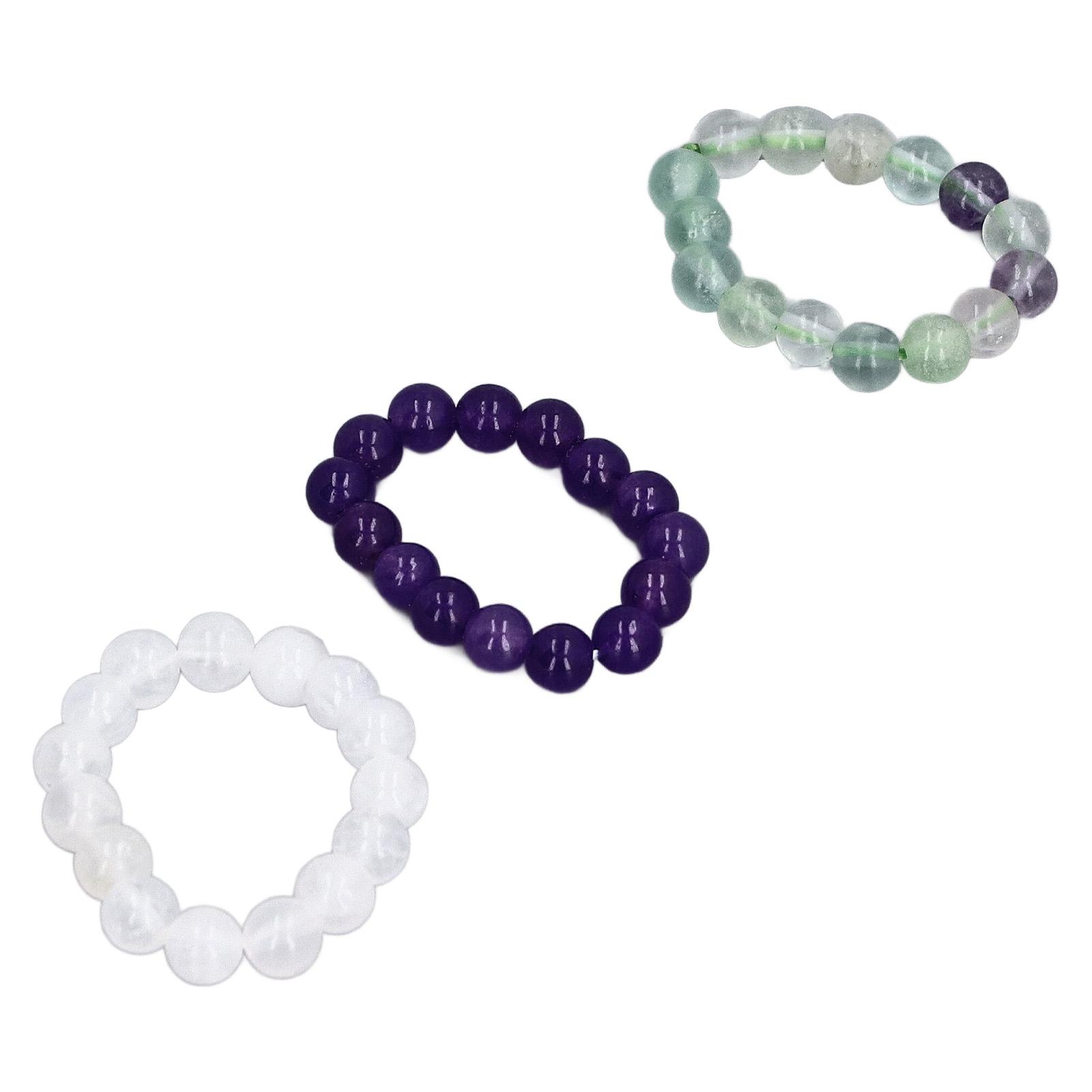 3 Stück Kristallperlenringe 0,16 Zoll Durchmesser Wasserdicht Angstlinderung Elastische Perlen-Fidget-Ringe für