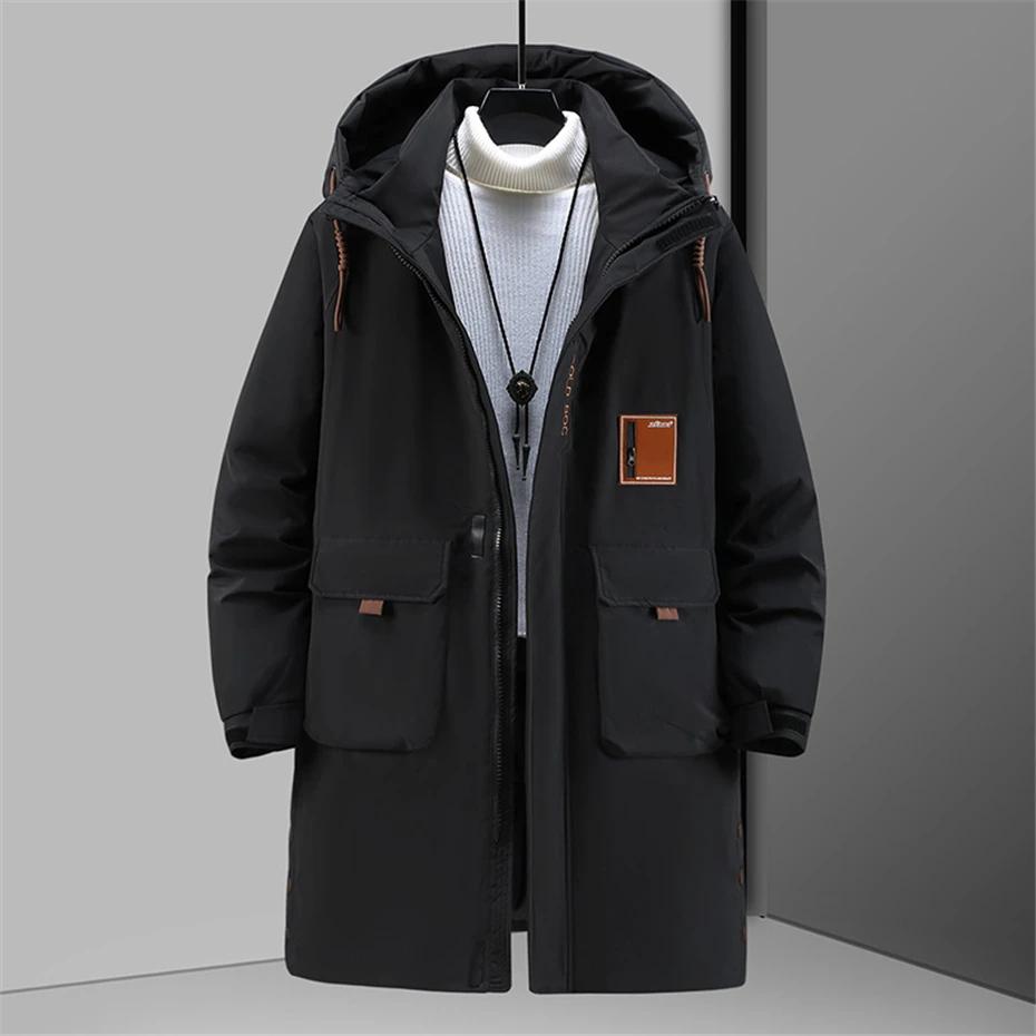 Winter Lange Parkas Männer Dicke Jacken Mantel 12XL Plus Größe Mode Lässig Wasserdichte Parkas Männlichen Winter Schwarz Mantel Große Größe 12XL 8XL schwarz