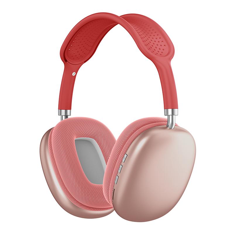 P9 Pro Max Kopfmontierte Bluetooth-Ohrhörer Geräuschunterdrückung Kabellos Stereo-Sound Ohrhörer Sport Gaming Bluetooth-Kopfhörer rot