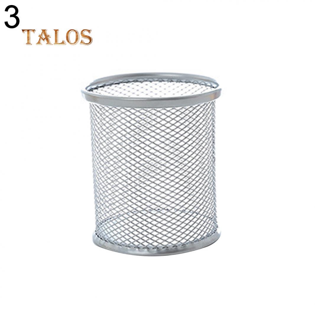 Hohler Stifthalter aus Metall, Vase, Topf, ordentlich, für Schreibwaren, Aufbewahrung, Schreibtisch, Behälter, Schreibgeräte silber