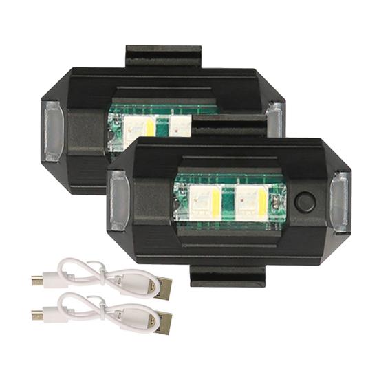 2 Stück LED-Blitzlichter, 7 Farben, wiederaufladbares USB-Warnlicht, Reiten, fliegende Antikollisions-Rücklichter für Motorräder, LKWs, Fahrräder A