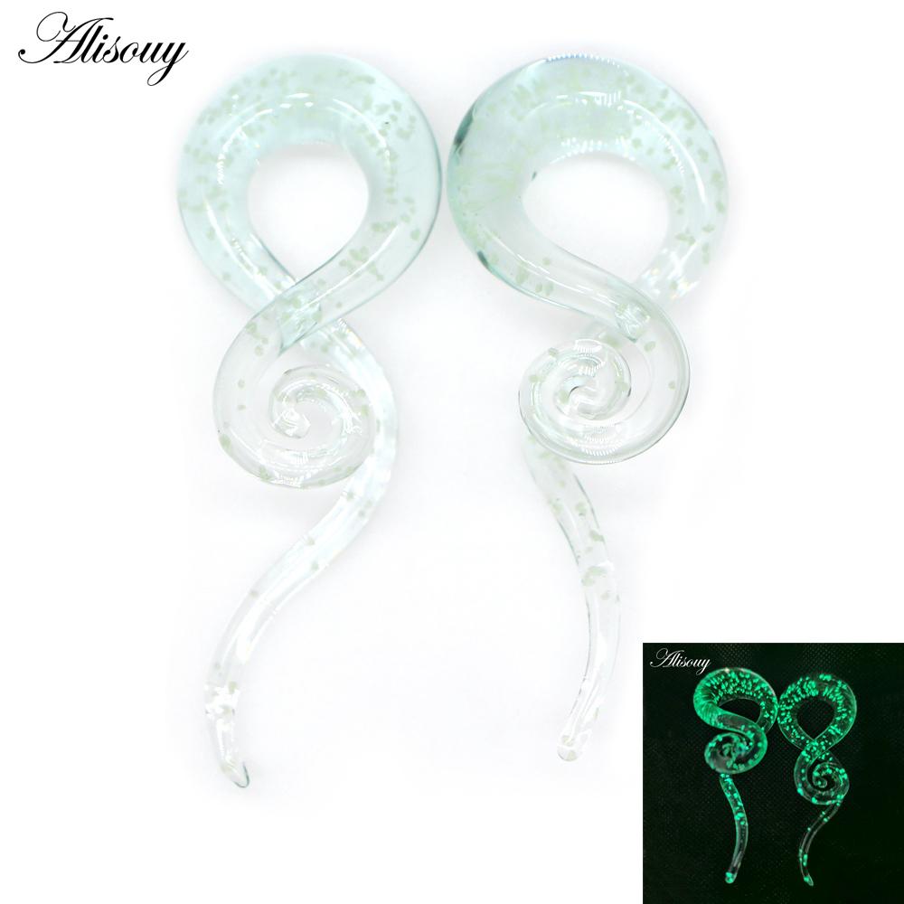 Ein Paar Pyrex-Glas-Ohrspirale, Kegellehre, Ohrstöpsel, Dehnung, Expander, Piercing, Glaslehre, Körperschmuck, Piercing 5mm transparente weiße