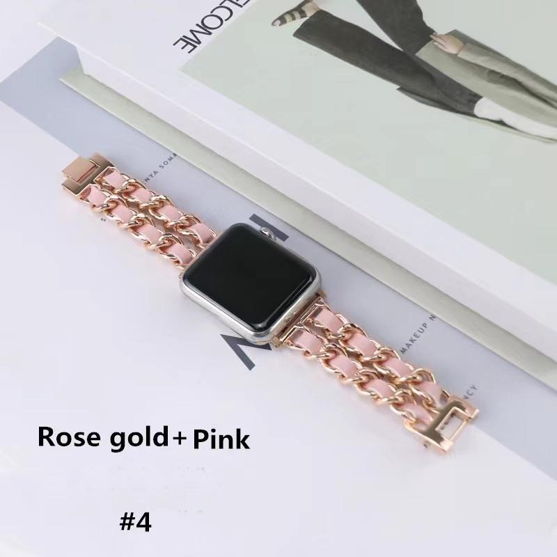 Edelstahl Leder für Apple Watch Armband Uhrenarmband für Apple Watch Serie 7 SE 6 5 4 3 2 SE 38mm 40mm 42mm 44mm 41mm 45mm iWatch 42mm/44mm/45mm rosa/rose gold