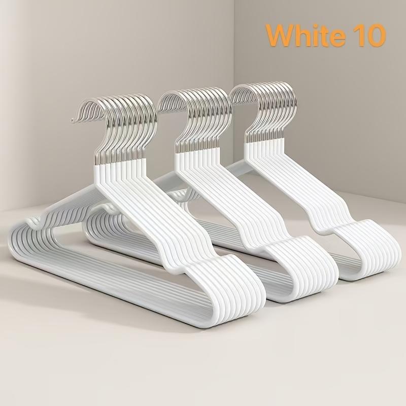 10 Stück rutschfeste Kleiderbügel aus Edelstahl, langlebige, robuste Kleiderschrank-Organizer, geeignet für Zuhause, Kleiderschränke, Garderoben und die Aufbewahrung im Wohnheim. weiß