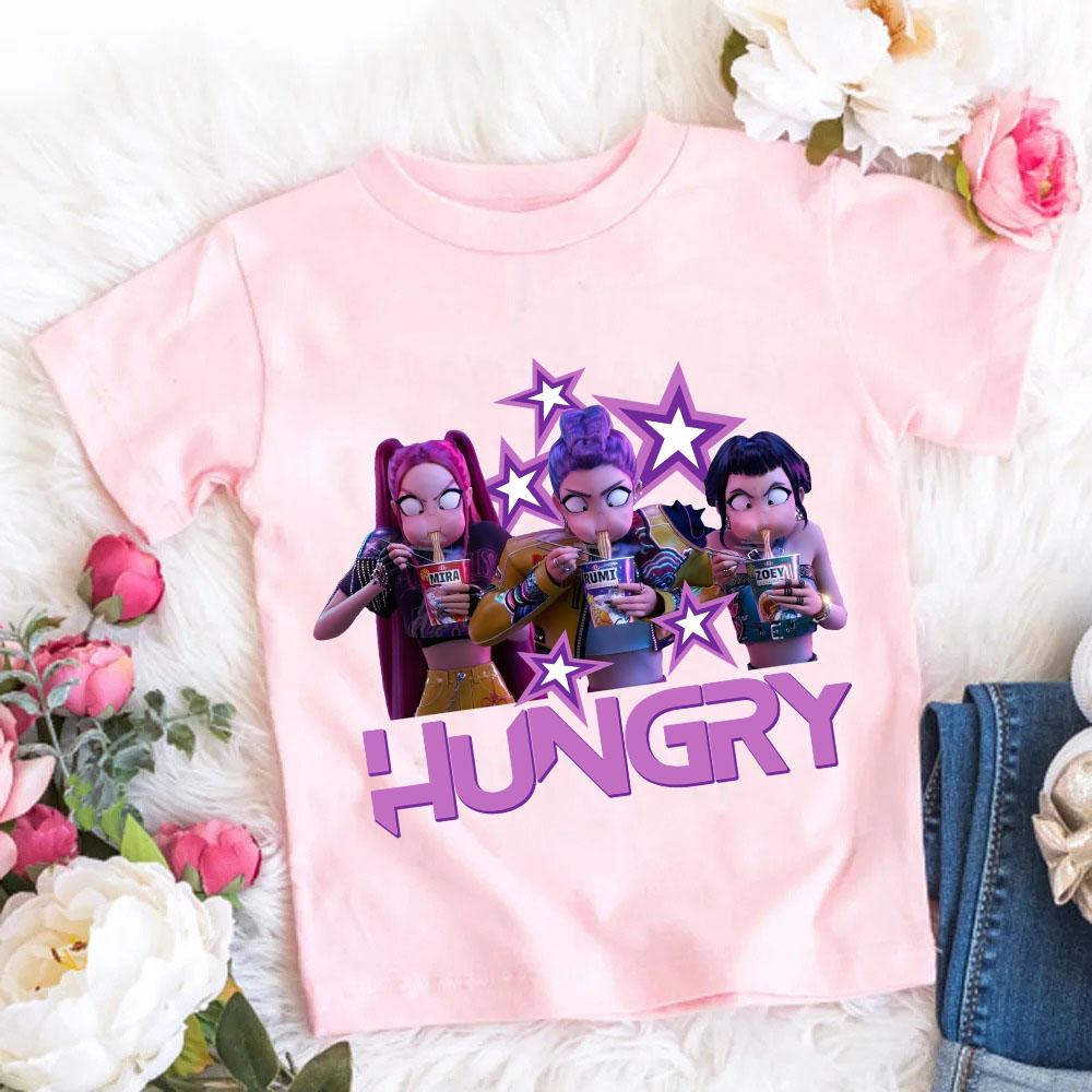 Kpop Dämonenjäger Kinderbekleidung Kurzarm T-Shirt Niedliches Kpop Dämonenjäger T-Shirt Harajuku T-Shirt für Jungen Mädchen 120 blue