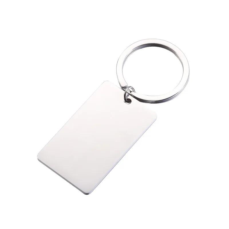 1 STÜCK Blanko Rechteckiger Schlüsselanhänger im minimalistischen Stil Schlüsselhalter Edelstahl Schlüsselanhänger Personalisierter Stempel Spiegelpolitur Schlüsselanhänger silber