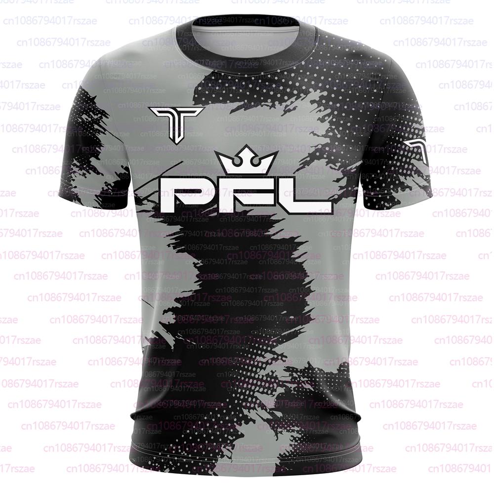 PFL Walk 2025 Boxen Trikot Herren Sommer Sparring MMA Uniform Kleidung Outdoor Sport Kurzarm Unterstützer T-Shirt Übergroßes Oberteil L graue
