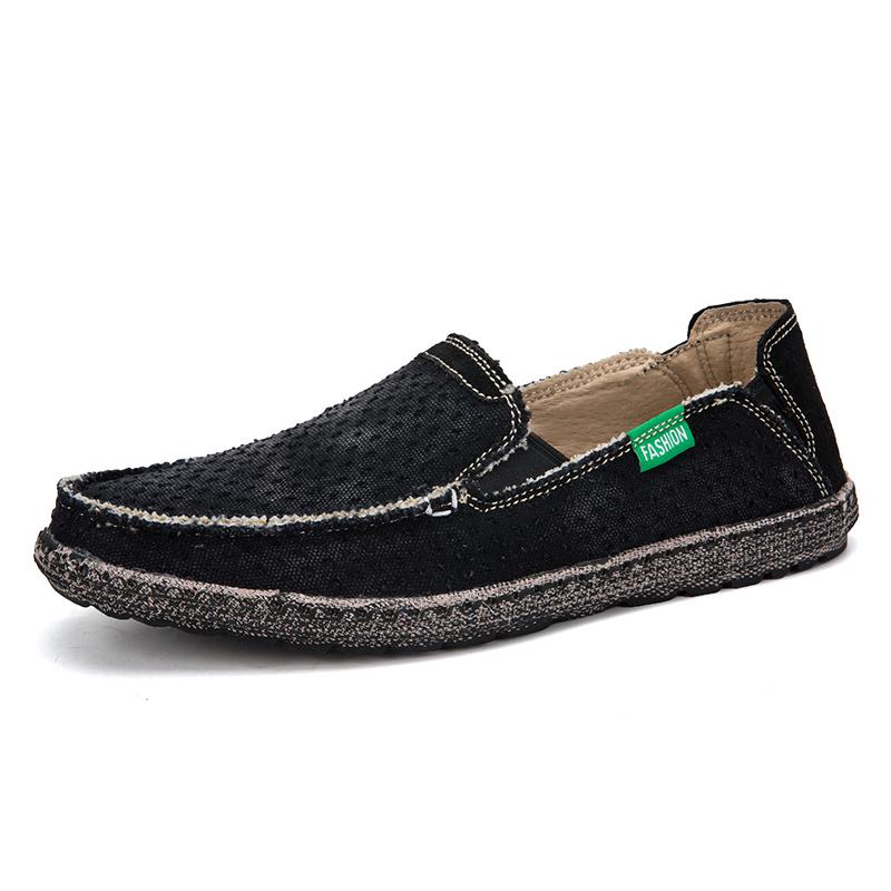 Neue Herren Atmungsaktive Hochwertige Freizeitschuhe Canvas Freizeitschuhe Slipper Herrenmode Flats US 9(EUR 43) black