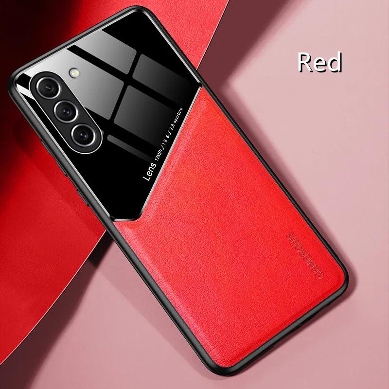 Für Samsung Galaxy S25 S24 S23 Plus Hülle TPU Leder Auto Magnetische Halterung Galaxy S22 S21 S20 Ultra FE S10 Plus Hülle Rahmen Coqu Galaxy S24 Plus rot