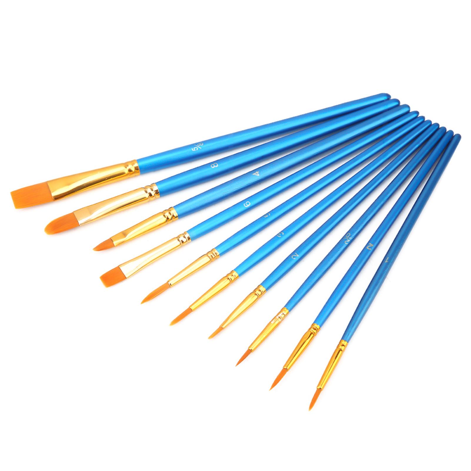 10 Stück Kinder Malen Nylonhaar Pinselset Kunsthandwerk Malen Aquarell Pinselset