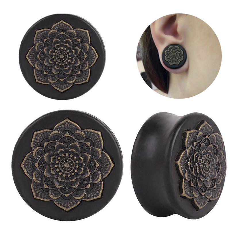 Blumenholz-Ohrstöpsel, Flesh-Tunnel, Messgeräte, organisches, doppelt ausgestelltes Sattel-Piercing 20mm
